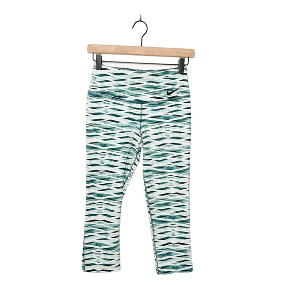 Nike Dri Fit Geometric Print‎ Power Legend Crop Athletic Capris Leggings Small S - Picture 1 of 11